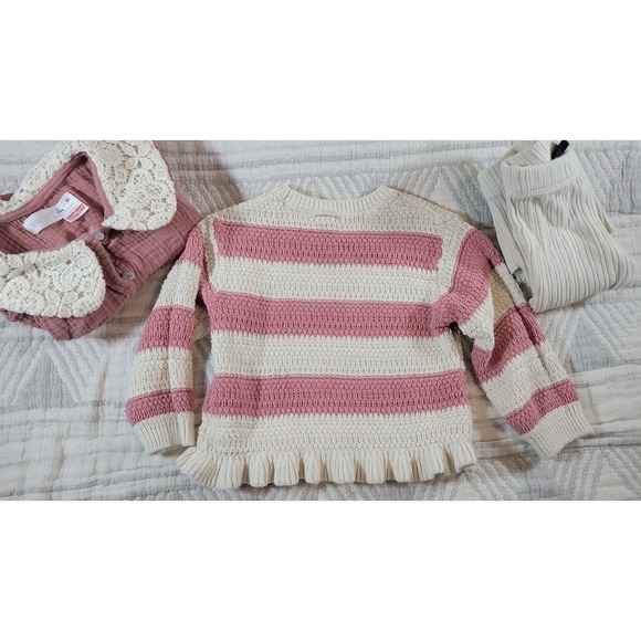 ZARA Baby/Toddler Outfit Bundle | Crochet Collar Blouse + Knit Sweater + Ribbed - Picture 12 of 13